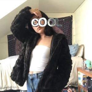 vintage brown faux fur coat / jacket